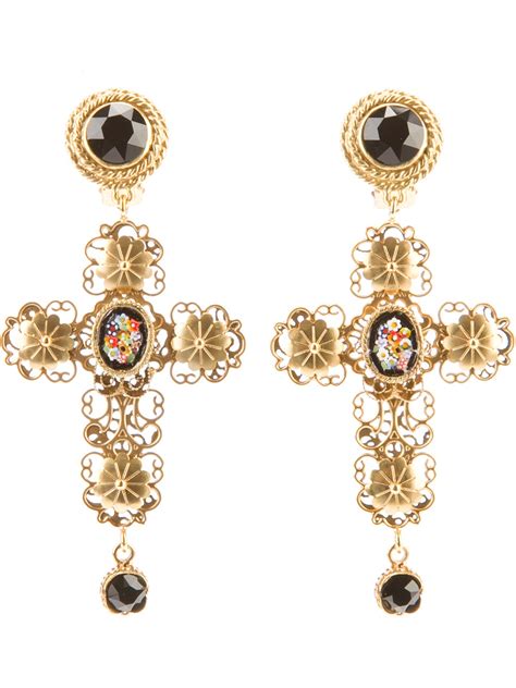 dolce gabbana earrings cross|dolce and gabbana hoop earrings.